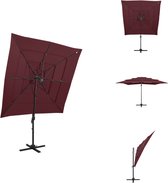 vidaXL Parasol 250x250x246 cm - Bordeauxrood - UV-beschermend polyester - gepoedercoat aluminium - inklapbaar en draagbaar - Parasol