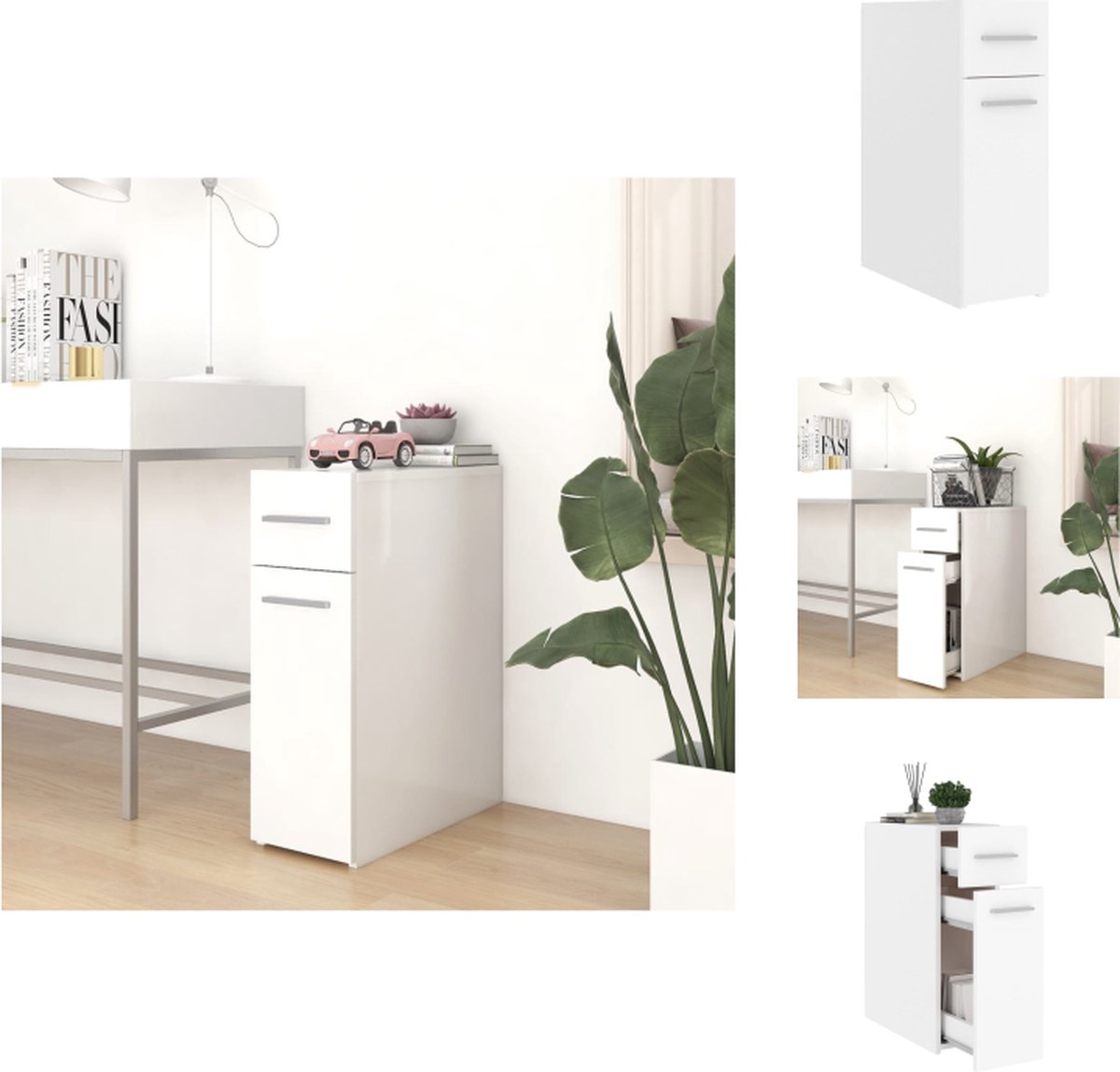 VidaXL Opbergkast 20x45.5x60 cm wit bewerkt hout Kast