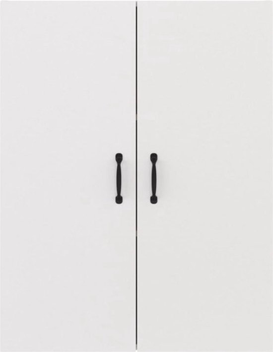 vidaXL Hangkast 34,5x34x90 cm hoogglans wit, hangkast, opbergkast, keukenkastje, hangende kast, keukenkast, zwevende wandkast, hangende wandkast