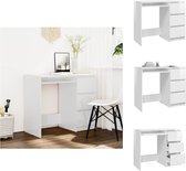 vidaXL Bureau - Kantoor - 90x45x76 cm - Hoogglans wit - Spaanplaat - 3 lades - Bureau