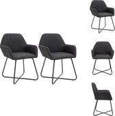 vidaXL Eetstoelen Set - Stof - Zwart - 61 x 61 x 84 cm - Comfortabel en stabiel - Eetkamerstoel