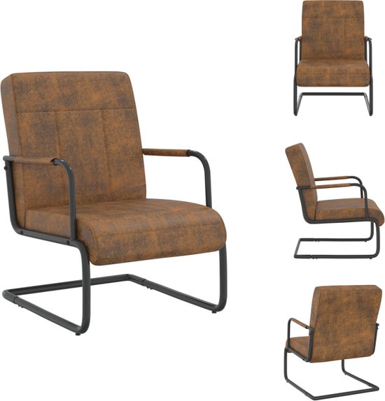 vidaXL stoel Industrieel bruin/zwart 64.5 x 77 x 88.5 cm (B x D x H) 100% polyester/metaal 110 kg - Fauteuil