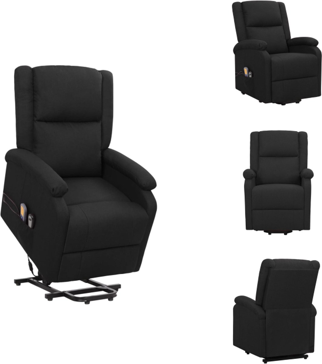 VidaXL Massagestoel Verstelbaar Heffunctie Massagefunctie Comfortabele zitervaring Stevig en stabiel Zwart 70 x 89 x 103.5 cm Fauteuil