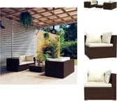 vidaXL Poly Rattan Tuinset - Modulair design - Waterbestendig - Stevig frame - Comfortabele kussens - Bruin - 150x60x30cm - Tuinset