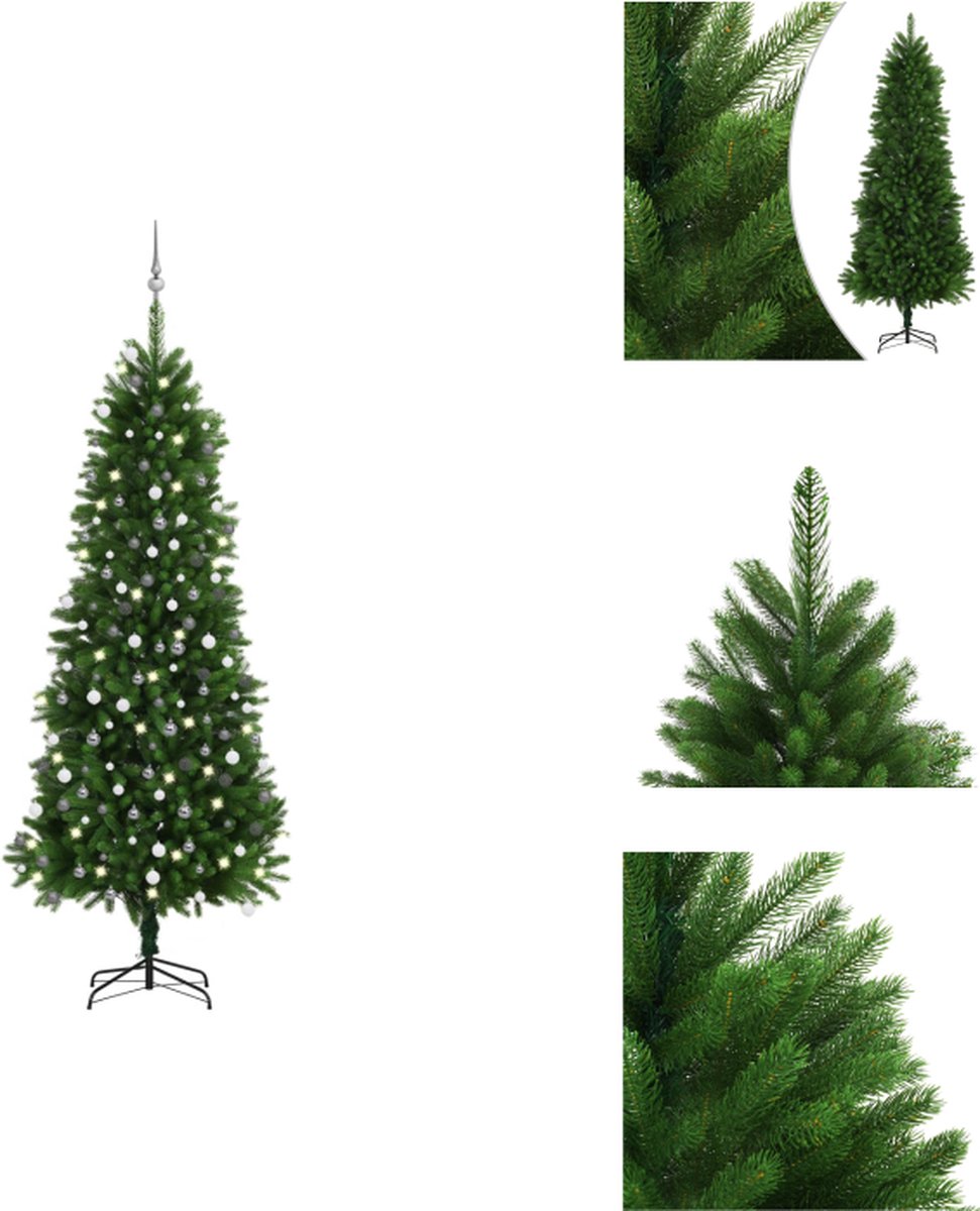 vidaXL Kerstboom Green PE 240 cm - Levensechte naalden - LED-verlichting - USB-aansluiting - Decoratieve kerstboom