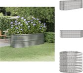 vidaXL Ovale plantenbak - 224 x 80 x 68 cm - gepoedercoat staal - zilver - Bloempot