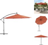 vidaXL Hangende Parasol Terracotta 350x268 cm - UV-Beschermend Polyester - Stabiele Kruisvoet - Exclusief Design - Parasol