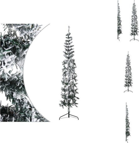 Kunstkerstboom met sneeuw smal 180 cm PVC groen