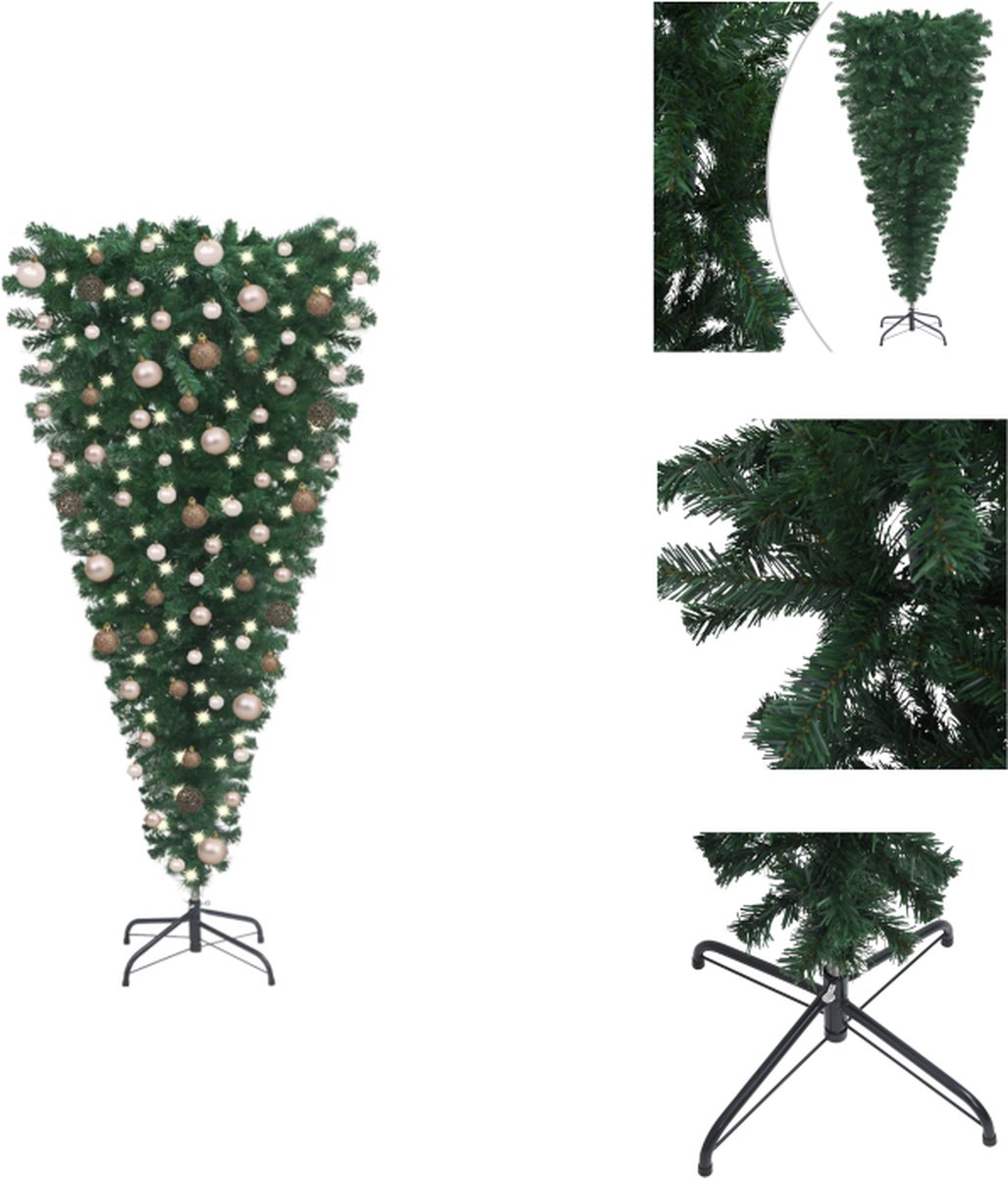 vidaXL Omgekeerde Kerstboom - Groen - 240 cm - PVC - LED-verlichting - Decoratieve kerstboom