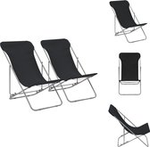 vidaXL Strandstoelenset - zwart - 75x57x99 cm - verstelbaar - inklapbaar - 2 stoelen - vidaXL - Tuinstoel