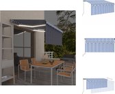 vidaXL Auvent extensible - 3 x 2,5 m - Aluminium Blauw/ Wit - Revêtement PU polyester - Protection solaire pour fenêtre