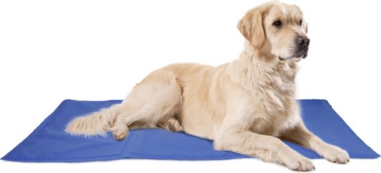 Flamingo Koelmat "Frosty" – XL – Rechthoekig Blauw – 100 x 60 cm – Verkoelende Ligmat voor Grote Honden en Katten