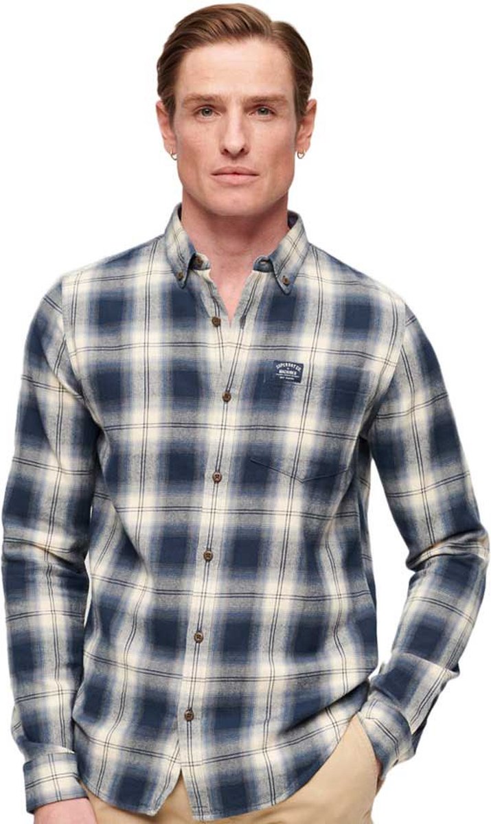 Superdry Katoenen Lumberjack Overhemd met Lange Mouwen Heren Lange mouwen shirts Marineblauw