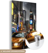 MuchoWow® Glasschilderij 120x180 cm - Schilderij acrylglas - Amerika - New York - Storm - Foto op glas - Schilderijen