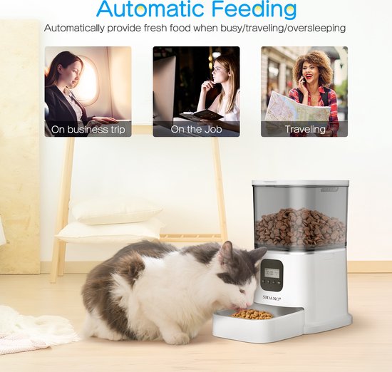 SIDANO® Voerautomaat voor dieren - katten en honden - automatisch - digitaal display - 6 liter - SIDANO