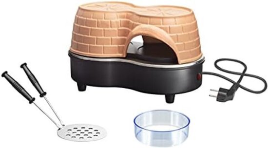 Gourmet - handgemaakte terracotta kleikap, nieuw PRE-Bake-ontwerp, voor mini-pizza van 11 cm - 21D x 22W x 32Hcm