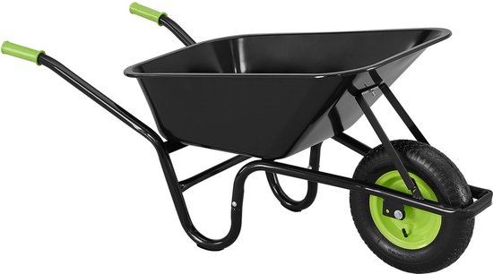 Kruiwagen 100 Liter - Luchtbanden - Zwart - Max. 210 KG - Incl. Handschoenen