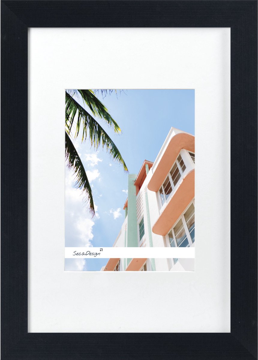 Fotolijst - SecaDesign - Fika - 13x18 / 9x13 cm fotomaat met passe-partout - Zwart - Fotokader