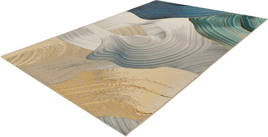 Lalee Summer - Tapis - Plein air intérieur - Utilisation extérieure - Flatwave - jardin - tapis coucher de soleil - tapis de plage - tapis rochers - 200x290 cm - multi bleu vert