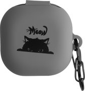 kwmobile Coque adaptée pour Samsung Galaxy Buds 2 Pro / Buds 2 / Buds Live - Housse en Siliconen pour écouteurs en gris / noir - Design Cat Meow