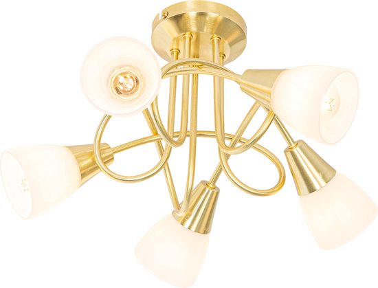 QAZQA inez - Klassieke Plafondlamp - 5 lichts - Ø 41 cm - Goud - Woonkamer | Slaapkamer | Keuken