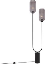 QAZQA rid - Art Deco Vloerlamp | Staande Lamp - 2 lichts - H 150 cm - Zwart - Woonkamer | Slaapkamer | Keuken