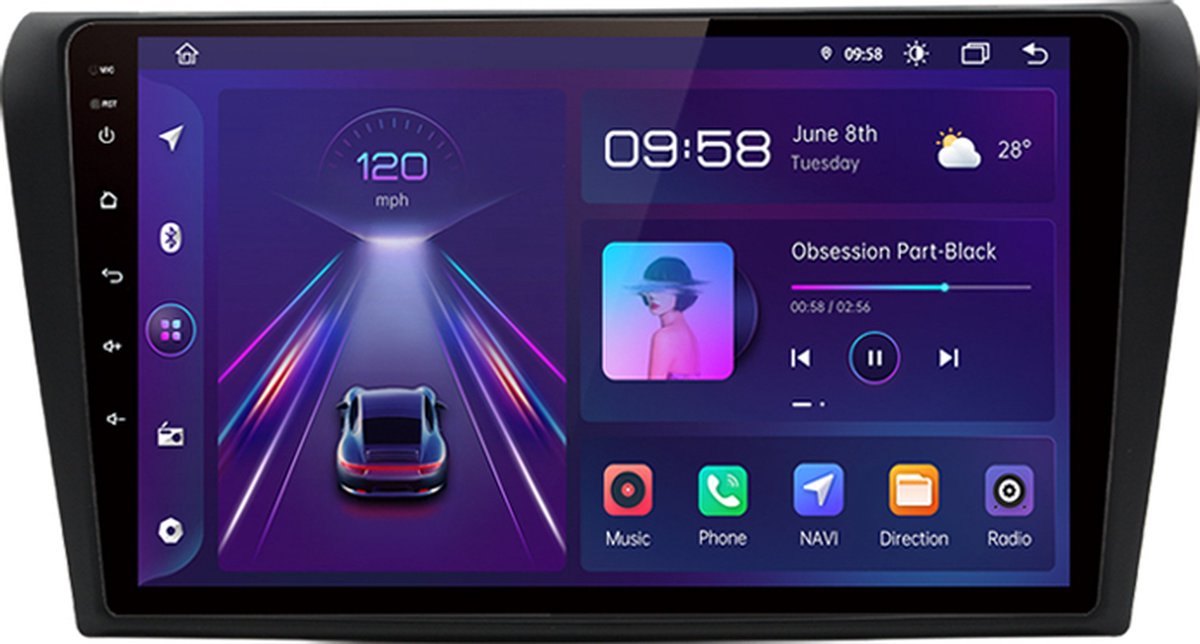 gechikt voor Mazda 3 2003-2009 Android navigatie en multimediasysteem 1GB RAM 16GB ROM
