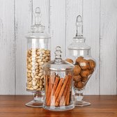 Helder Glazen Apothekers Snoep Opslag Pot Set (3 Pak) – Decoratieve Victoriaanse Potten Flessen met Deksels Voor Huwelijk & Huis – Voor Voedsel, Snoepbuffet, Koekjes, Keuken Display & Feest