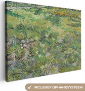 Canvas Schilderij Grasveld met bloemen en vlinders - Vincent van Gogh - 120x90 cm - Wanddecoratie