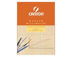 Millimeterpapier canson bruingeel bedrukt a4 wit | 10 stuks
