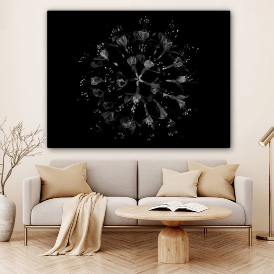 Tableau sur toile Fleurs - Oranje - Rose - Zwart - 160x120 cm - Décoration murale XXL