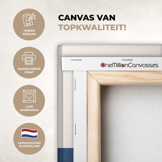 Toile - Abstrait - Bateau - Mer - Texte - Chapeau - Abstrait - 90x60 cm - Canvasdoek - Peinture sur toile