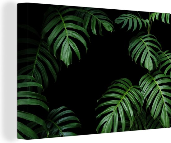 Canvas Schilderij Jungle - Planten - Monstera - Jongens - Meisjes - Kinderen - 120x80 cm - Wanddecoratie