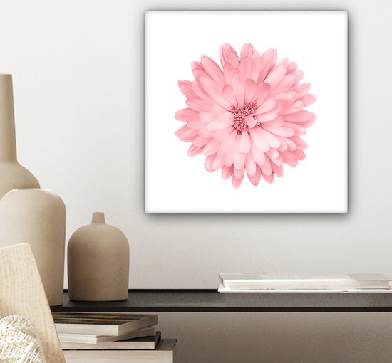 Tableau Fleurs - Rose - Camomille - 20x20 cm - Décoration murale