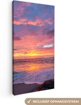 Toile Peinture Plage - Mer - Coucher de Soleil - 20x40 cm - Décoration murale