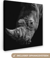 Peinture sur toile Rhinocéros - Animal sauvage - Portrait - 20x20 cm - Décoration murale