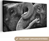 Canvas Schilderij Olifant - Dier - Slurf - 80x40 cm - Wanddecoratie