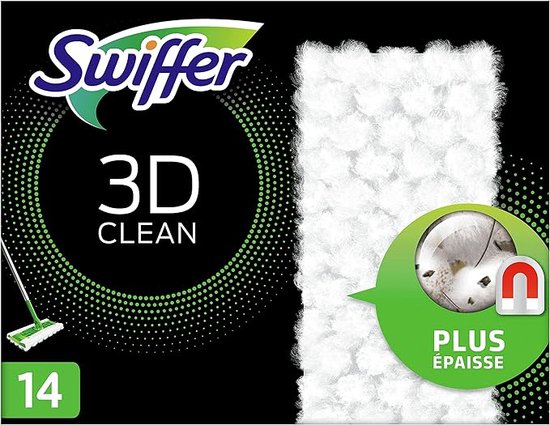 Foto: Swiffer dry 3d clean stofwisdoekjes navulling doosje 14 stuks