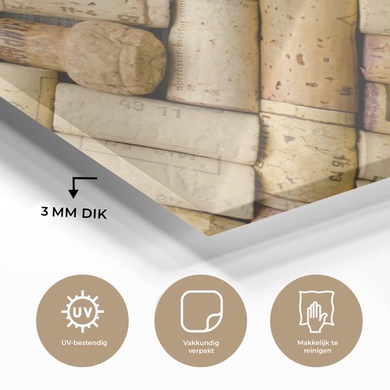 MuchoWow® Peinture sur Verre - Bouchons soigneusement posés - 60x40 cm - Peintures sur Verre Acrylique - Photo sur Glas