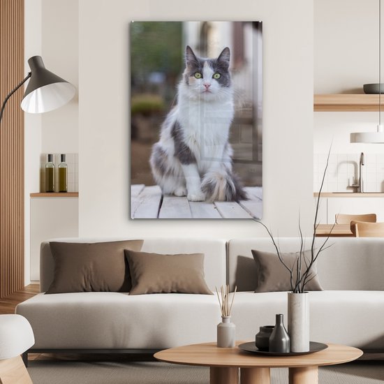 MuchoWow® Peinture sur verre - Chat - Portrait - Tableau - Filles - Enfants - Garçons - Kids - 80x120 cm - Peintures sur verre acrylique - Photo sur Glas