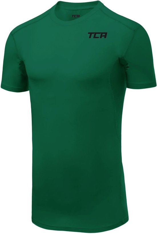 TCA Mannen HyperFusion Compressie Basislaag Top Korte Mouw Ondershirt - Groen, XXL