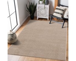 Tapijtenloods Uni Effen Vloerkleed Laagpolig - Beige - 140x200 CM - Modern Vloerkleed - Laagpolig Tapijt