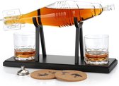 Whiskykaraf 800 ml, whiskykaraf met 2 whiskyglazuren, whiskyglazen, whiskycadeau voor mannen, verjaardag, vader, kerstcadeau, afstudeerdag voor mannen