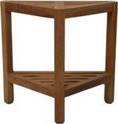 Kruk Byron - 46x30x46,5cm - Bruin - Teakhout - krukje hout, krukjes om op te zitten, krukje badkamer, krukjes om op te zitten volwassenen, krukje make up tafel, kruk, krukje, houten krukje,