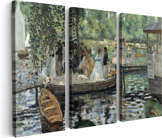 Artaza Peinture sur toile Triptyque La Grenouillère – Claude Monet et Pierre-Auguste Renoir – 60 x 40 – Klein – Photo sur toile – Impression sur toile