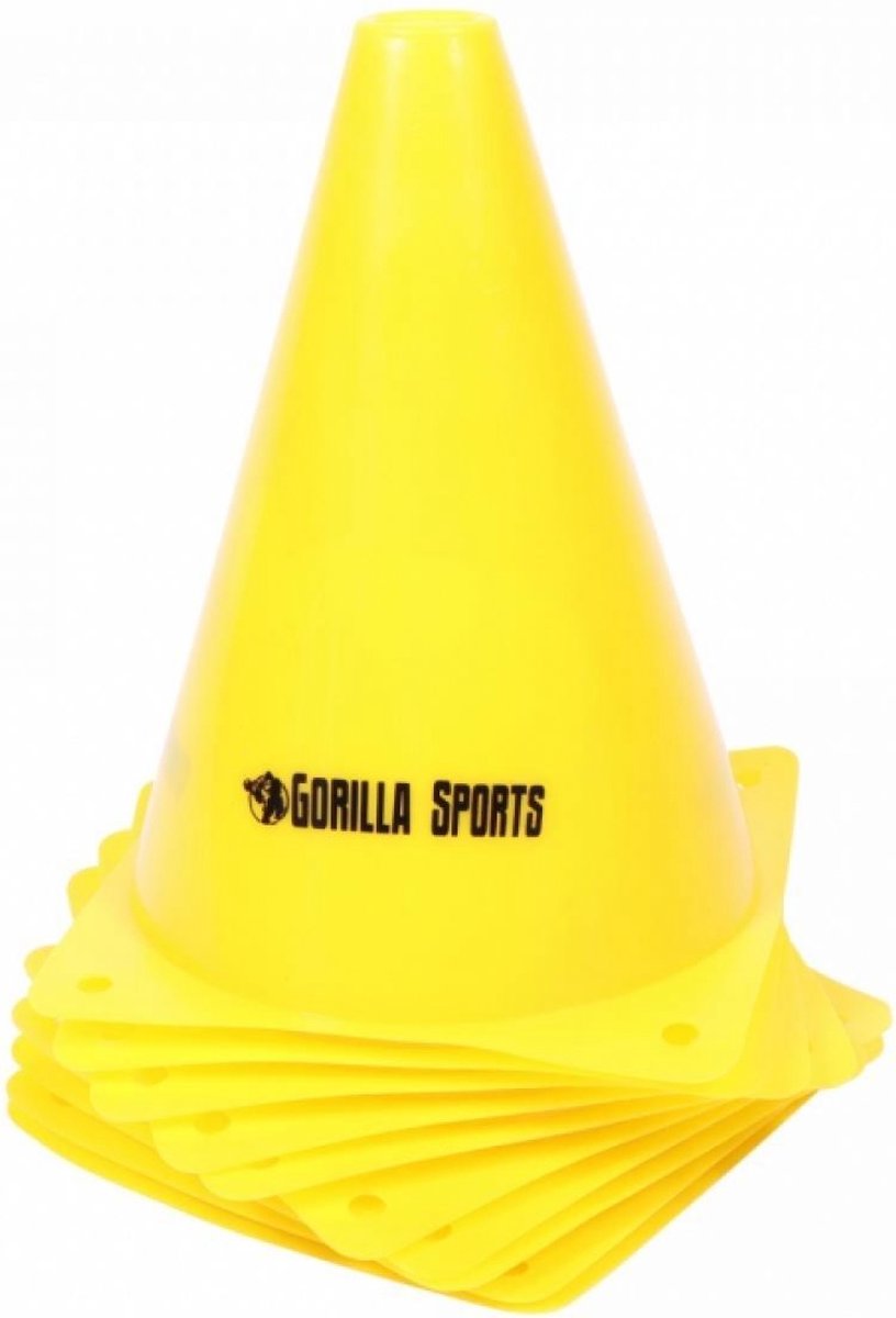 Gorilla Sports - Set Van 10 Pionnen - Geel - 17 cm - Buiten Sporten