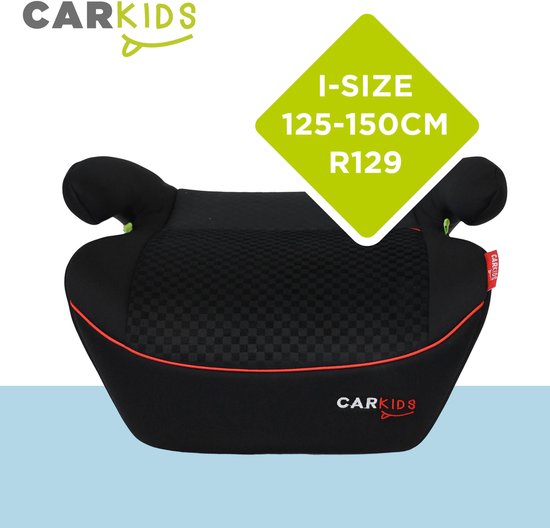 Carkids I-Size Zitverhoger Alex - Voldoet aan I-Size R-129 Norm - Voor Kinderen van 125-150cm – Afneembare & wasbare hoes - Flexibele installatie – Zwart/Rood