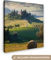 Canvas Schilderij Toscane - Landschap - Groen - 90x90 cm - Wanddecoratie