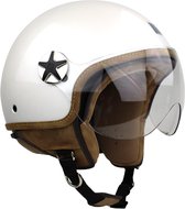 Fourmi Motocubo | casque jet avec visière externe | perle blanche | taille XL | cyclomoteur léger, scooter et moto