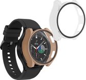 kwmobile 2x cover geschikt voor Samsung Galaxy Watch 6 44mm - Fitnesstracker cover van gehard glas en kunststof frame set oudroze / transparant